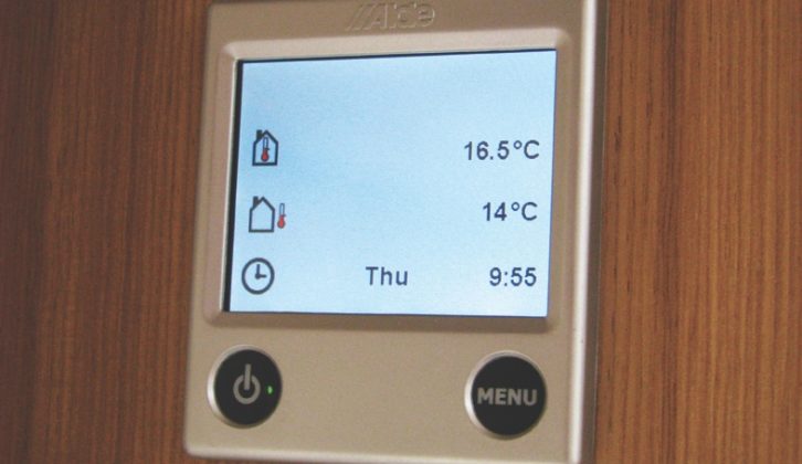 Job done! Here is the Alde 3020 control panel the day after, showing clock still set