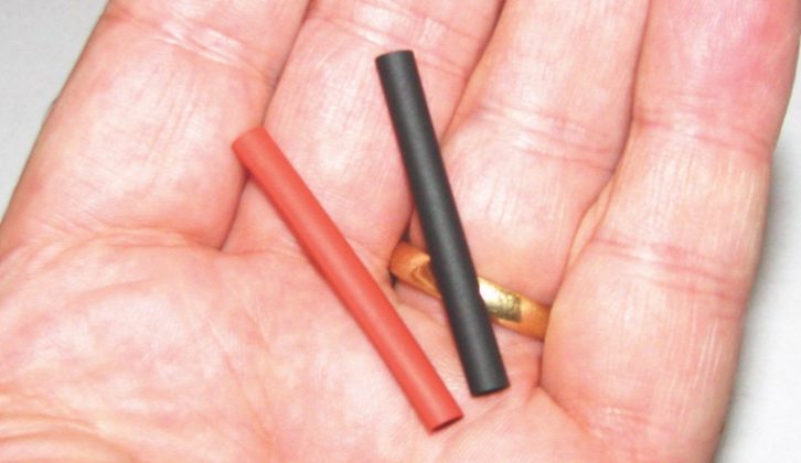 Heat shrink tubing for the wiring follows the appropriate colours