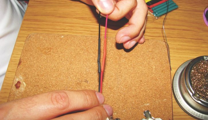 Cover the exposed wires with heat-shrink
