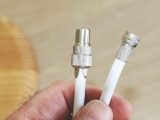 Attach F and coaxial connectors to cable