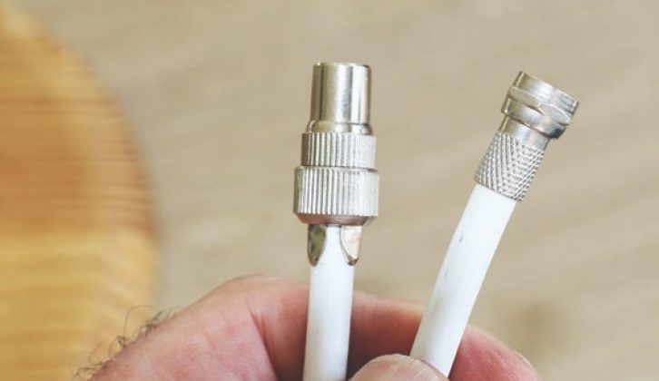 Attach F and coaxial connectors to cable