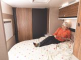 Fully pulled out, the island bed doesn't leave much room to walk around and access washroom
