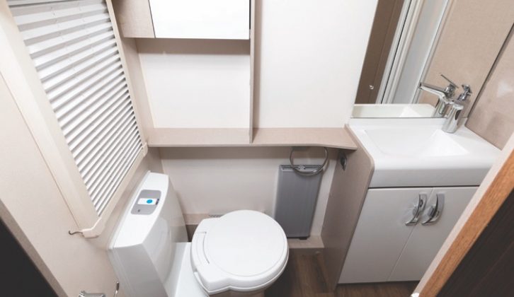 The sizeable central handbasin has more storage below