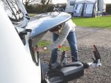 Struts keep the lid of the front gas bottle locker up for you