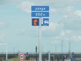 Road signs differ from country to country so do familiarise yourself with the rules for your whole route, here advising of a toll booths ahead on a French motorway