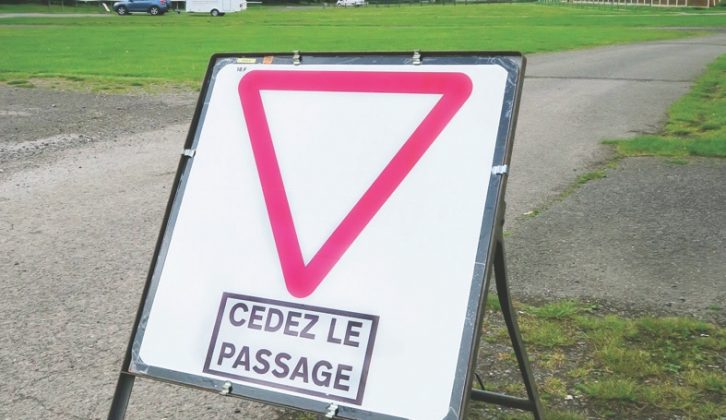 Road signs differ from country to country, so do familiarise yourself with the rules for your whole route, here a 'Give Way' sign in France