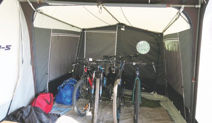 Sammy's Isabella Annexe makes a good bike store!