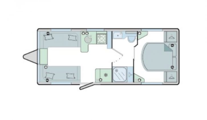 The four-berth Porto model has a spacious island bed at the rear