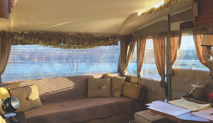 Chris had upholstery, curtains and blinds professionally made for the restoration of his caravan