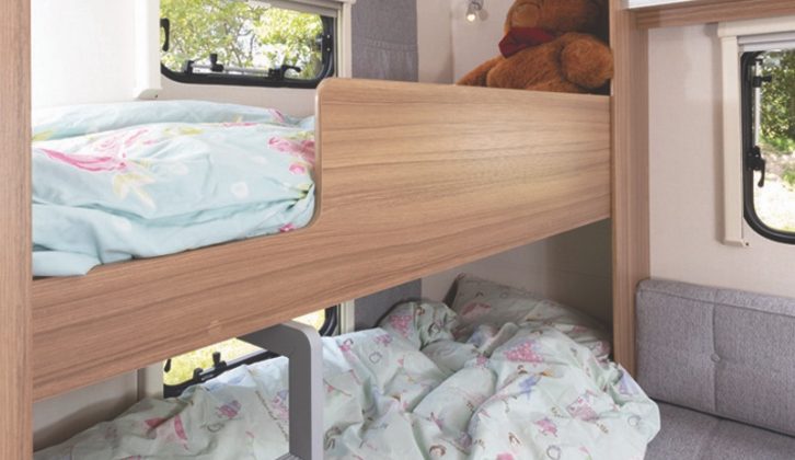 Each of the bunk beds has a spotlight for easy reading and a wall pouch to store the children's favourite books