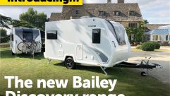 The new Bailey Discovery range has smart exteriors and a long list of options, including an A-frame mounted bike rack