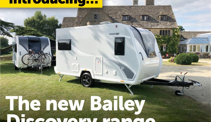 The new Bailey Discovery range has smart exteriors and a long list of options, including an A-frame mounted bike rack