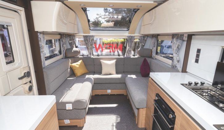 In Adria's flagship Alpina range, the new twin-bed 623 UL Colorado is a slimmer twin-axle with a choice of soft furnishings