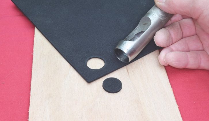 11. Use a 20mm washer punch to cut out a disc from the nitrile rubber sheet