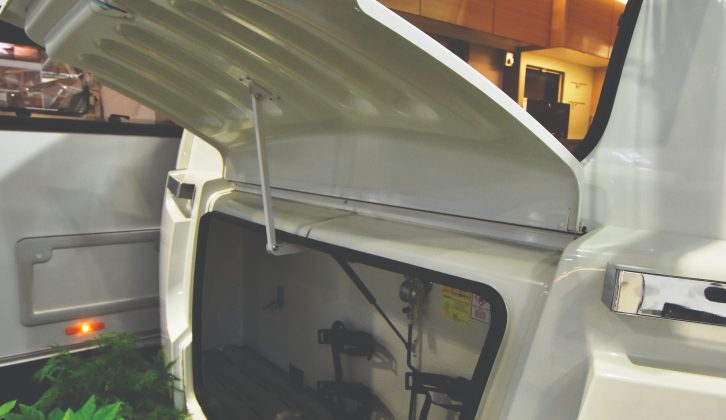 The huge front gas locker is an ideal area for storing other caravanning equipment