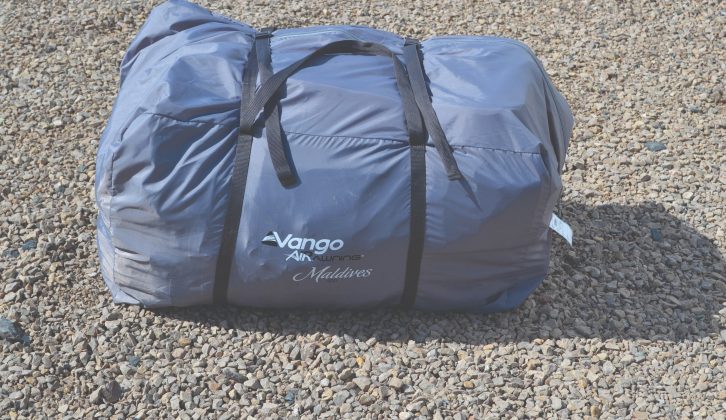 Cleverly designed awning packs away neatly into its carry bag