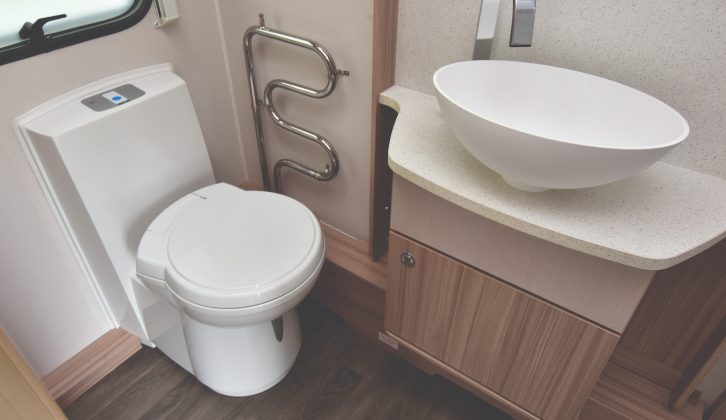 The brilliant end washroom provides plentiful floor area and comes with a Thetford electric-flush toilet and a chrome radiator