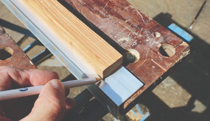 Marking and attaching timber to aluminium angle