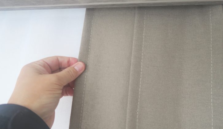 Fabric drops look like curtains, but they won't draw across the windows
