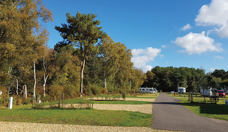 A hardstanding touring pitch at Back of Beyond Touring Park