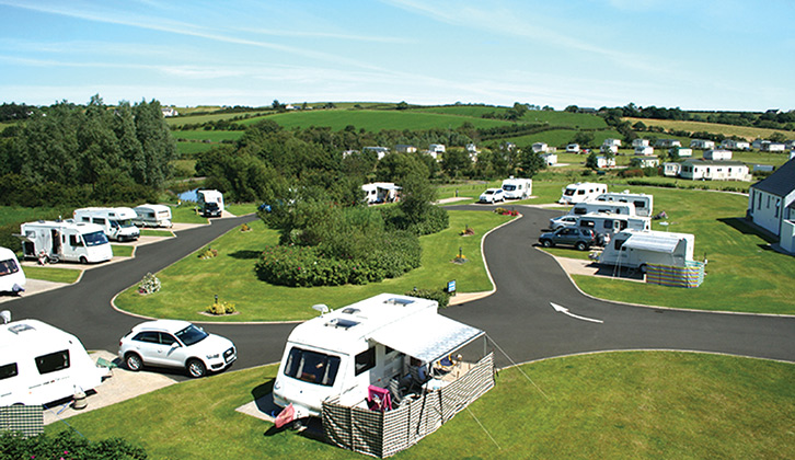 Caravans and motorhomes pitched up at Ballyness Caravan Park
