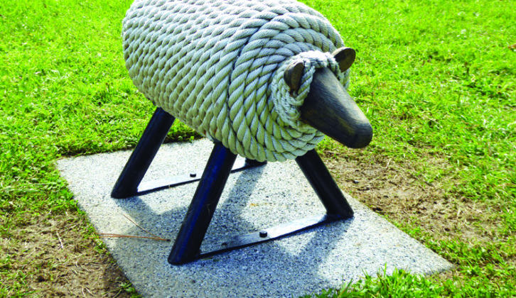 The abbey's quirky 'sheep' made from rope and wood