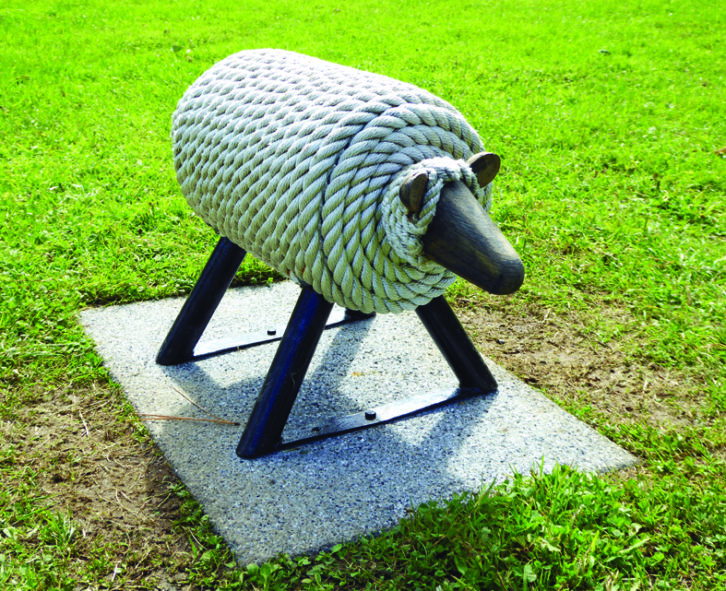 The abbey's quirky 'sheep' made from rope and wood
