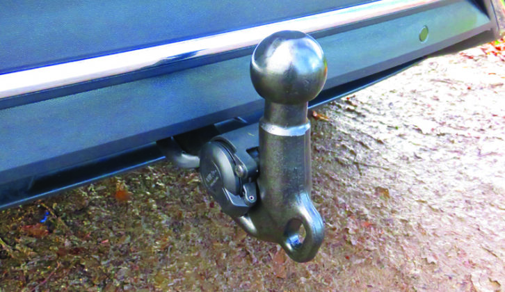 The towbar deploys at the push of a button, although it needs to be locked into place by hand