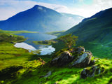 Llyn Idwal and the peak of Pen yr Ole Wen in the distance, Snowdonia National Park