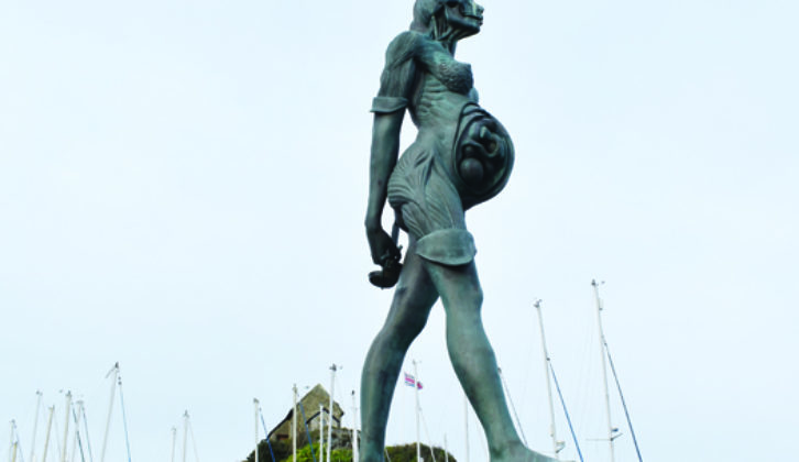 Verity, a bronze statue gifts to the town of Ilfracombe by Damien Hirst