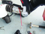 Friction pads in the hitch-head stabiliser are inspected