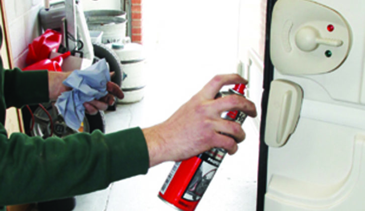 Apply silicone spray to all rubber door and window seals, and WD-40 into locks