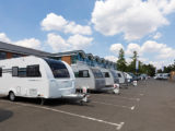Adria caravans on a dealership forecourt
