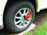 Wheel locks are another form of easily fitted, highly visible deterrent to thieves