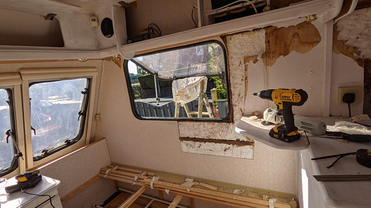 The caravan after being gutted