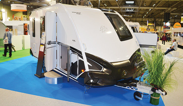 A Knaus Sport Caravan at a previous NEC show