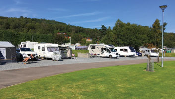 Caravans and motorhomes parked up at Grantown on Spey