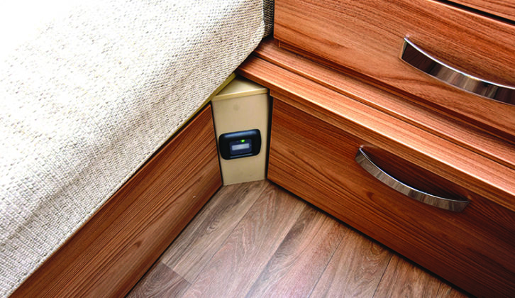 Alarm sensor is fitted in the lounge at floor level, by the chest of drawers