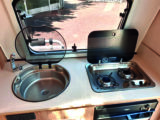 You get a two-burner gas hob and a large sink, but the work surface is limited