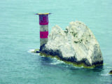 Clifftop views of the iconic lighthouse at The Needles