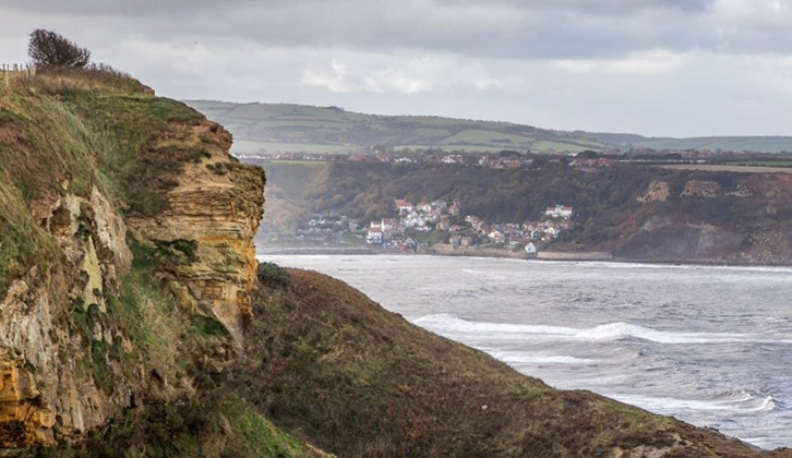 Cliffs and the sea on an overcast day