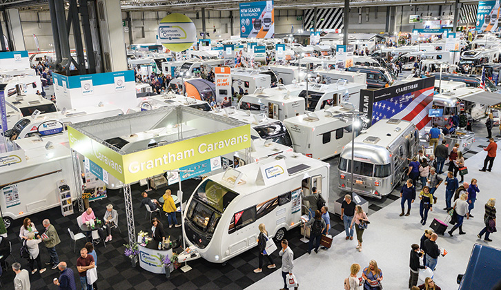 A caravan show with numerous models on display