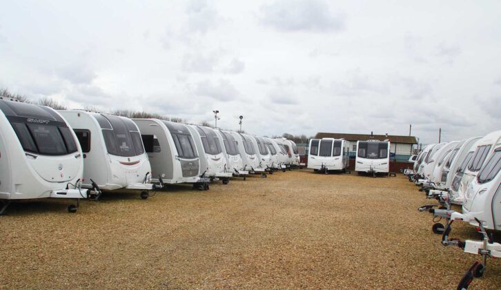 Caravans on a forecourt