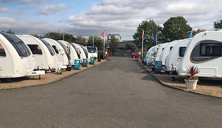 Caravans parked up at Couplands Caravans