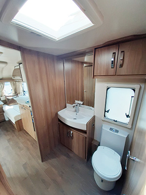 The washroom area of a caravan