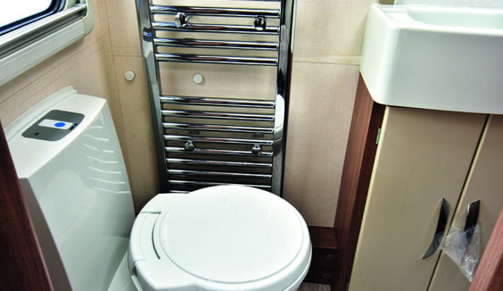 Alaria's washroom comes well equipped, with chrome radiator, but always check for damp on back wall