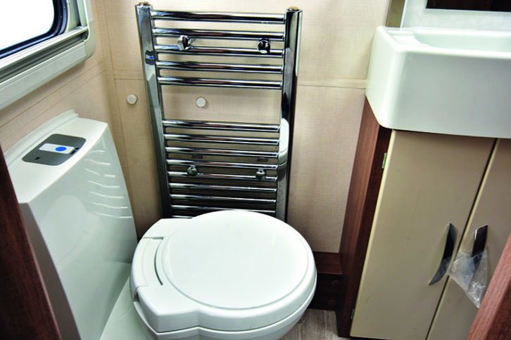 Alaria's washroom comes well equipped, with chrome radiator, but always check for damp on back wall