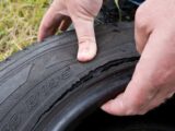 Tyre being checked