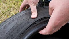 Tyre being checked