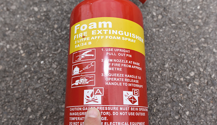 Extinguishers are labelled for the type of fire they tackle